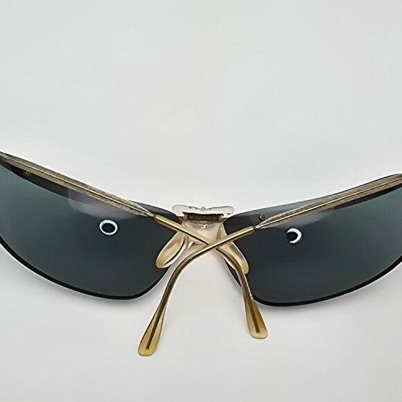 *SOLD* Renauld of France Orama Sixty One Silver Frame Green Lens Wrap Sunglasses - Picture 9 of 16